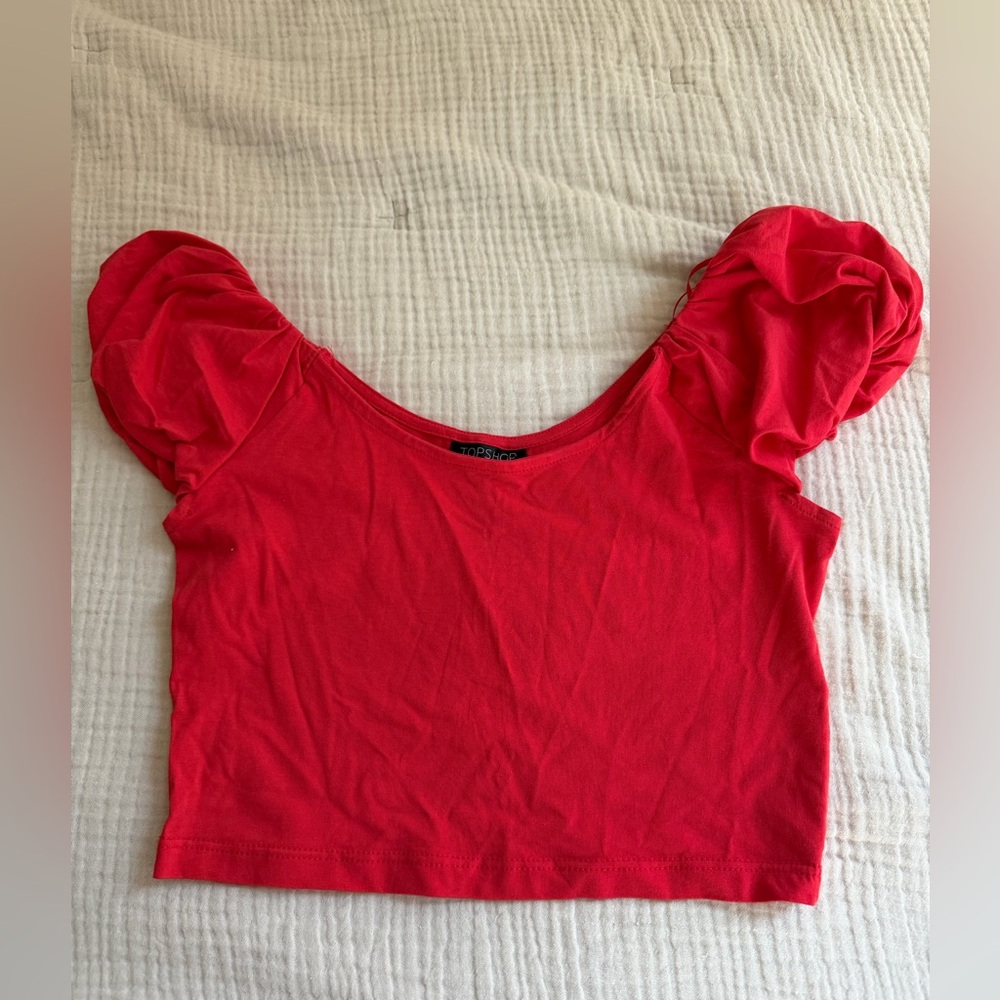 Topshop Slight Puff Sleeve Crop Top